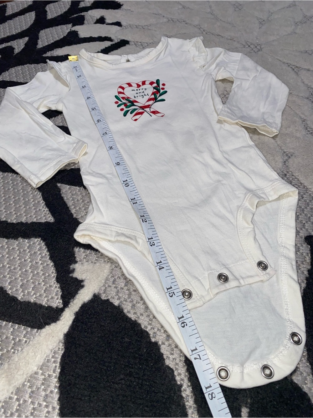 Carter's White Long Sleeve Candy Cane Bodysuit with Red Tulle Skirt Leggings Set - Picture 3 of 7